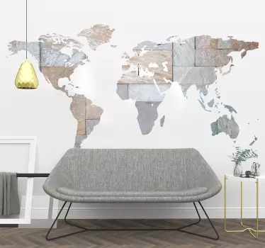 Marble effect  world map sticker - TenStickers