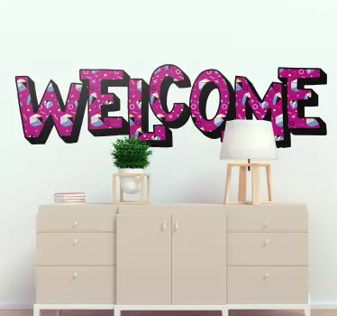 Memphis style  sentence Welcome home text wall sticker - TenStickers