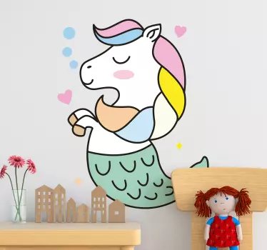 Mermaid unicorn fairy tale wall decal - TenStickers