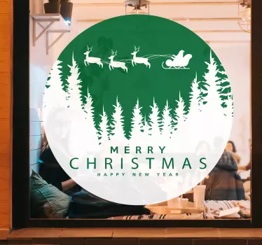 Merry christmas with christmas backdrops window decal - TenStickers