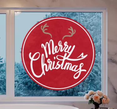 Merry chritsmas with reindeer chunks window decal - TenStickers