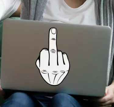 Middle finger white laptop skin decal - TenStickers