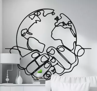 Minimalist Earth map wall sticker - TenStickers