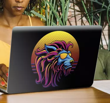 Modern colorful lion laptop skin decal - TenStickers