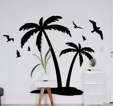 Monocolor palms with trees wall decal - TenStickers
