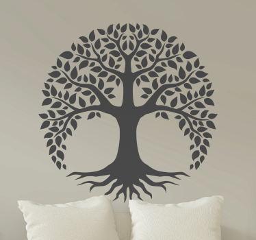 monocolour tree of life in circle wall decal - TenStickers