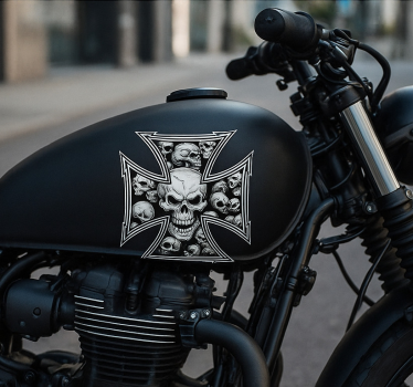 Motorbike sticker iron cross skulls design - TenStickers