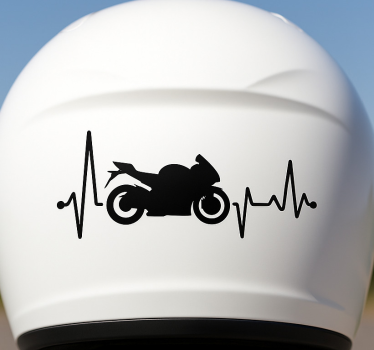 Motorbike sticker monochrome heartbeat - TenStickers