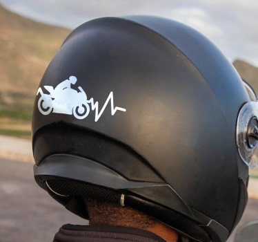 Motorcycle heart beat design motorbike sticker - TenStickers