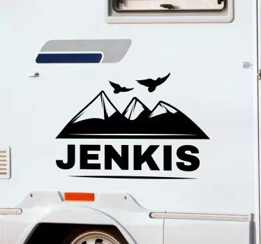Motorhome personalised name mountains Caravan decals - TenStickers