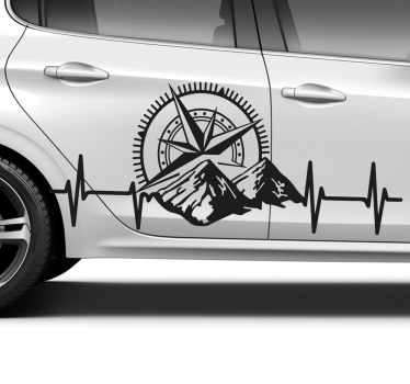 Mountains and compass for car window decal - TenStickers