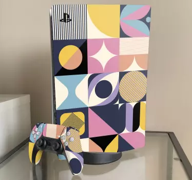 Multi figures painting geometric art Playstation 5 stickers - TenStickers
