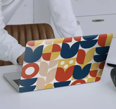 Multicolor 70's pattern laptop stickers - TenStickers