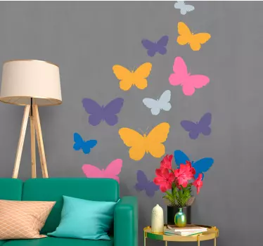 Multicolor butterflies flying butterfly wall decal - TenStickers