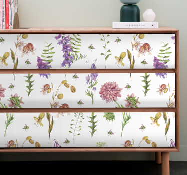 Multicolor minimalistic wildflowers furniture sticker - TenStickers