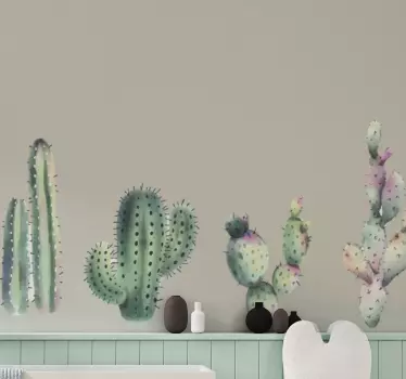 Multicolor sober cactus plant decals - TenStickers