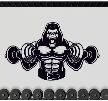 Muscular gorilla lifting sports wall sticker - TenStickers