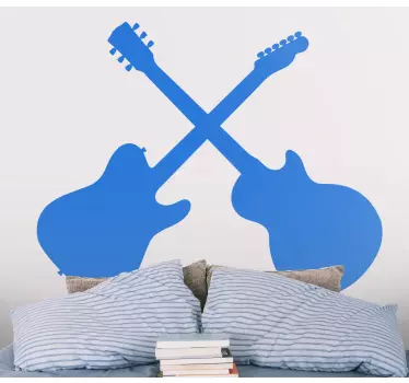 Music sticker crossed guitar silhouettes - TenStickers