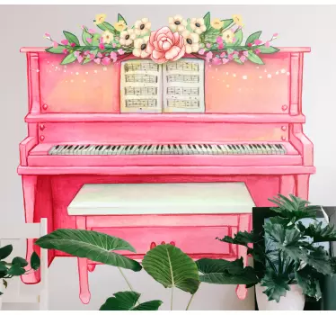 Music sticker floral piano decoration - TenStickers