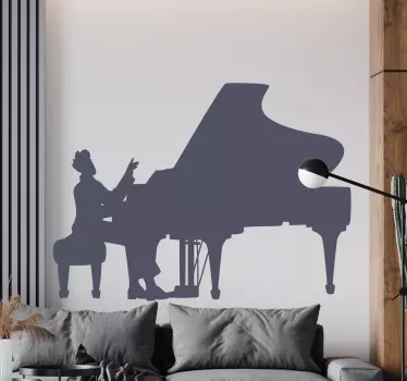 Music sticker piano player silhouette - TenStickers