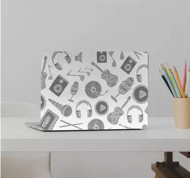 Musical Elements Pattern laptop sticker - TenStickers
