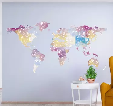 Musical instrument world map world map wall decal - TenStickers