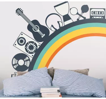Musical instruments on a rainbow Wall decals for teenagers room - TenStickers