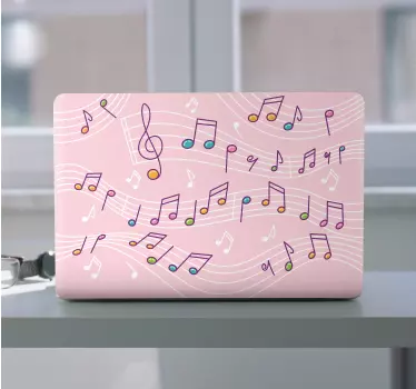 Musical Notes Pattern laptop skin - TenStickers