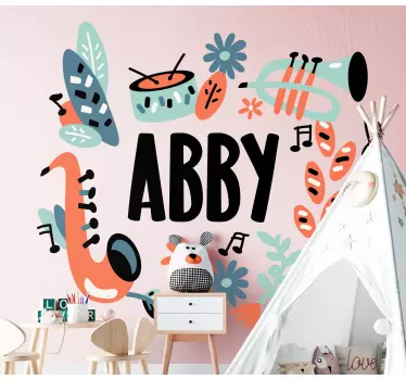 Musical personalized design wall sticker for kids - TenStickers