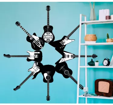 Musical wall sticker circular guitar design - TenStickers