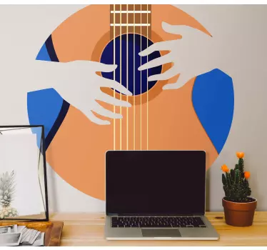 Musical wall sticker guitar hand art - TenStickers