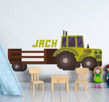 Name in trailer Tractor toy decal - TenStickers