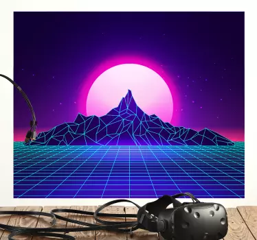 Neon retro wave video game wall sticker - TenStickers