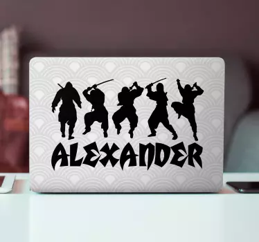 Ninja action silhouettes laptop skin - TenStickers
