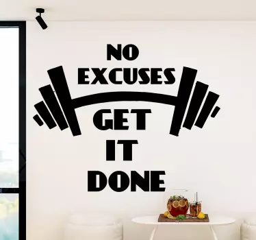 No excuses fitness inspirational quote stickers - TenStickers
