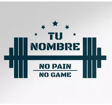 No pain no game customize gym name wall decor - TenStickers