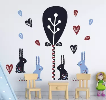 Nordic style animal and trees  animal wall decal - TenStickers