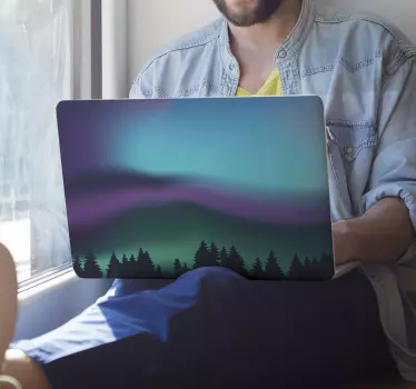 Northern lights water effect laptop skin - TenStickers
