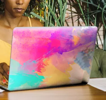Notebook watercolour laptop sticker - TenStickers