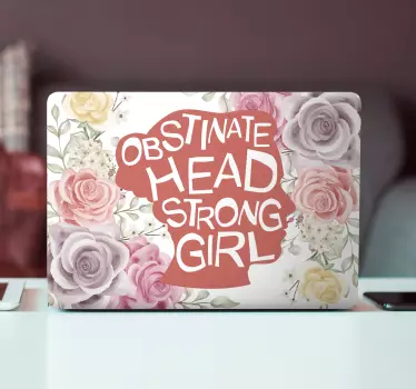 "Obstinate head-strong girl' text laptop stickers - TenStickers