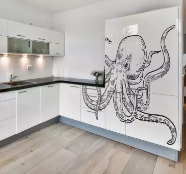 Octopus illustration kitchen wall decal - TenStickers