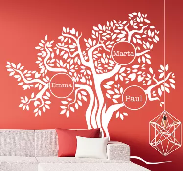 olive tree with family names tree wall decal - TenStickers