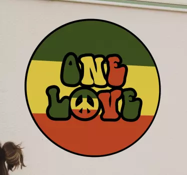 One Love Peace Sign Car Decal - TenStickers