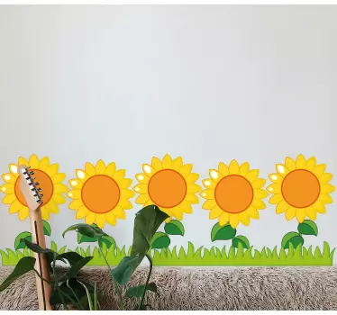 Orange and yellow sunflowers border sticker - TenStickers
