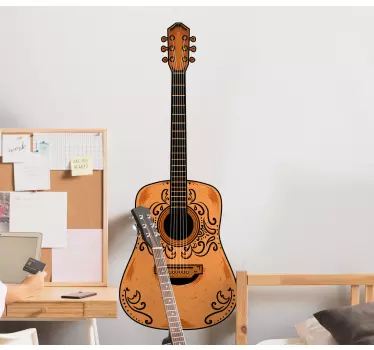 Orange guitar rock n roll stickers - TenStickers