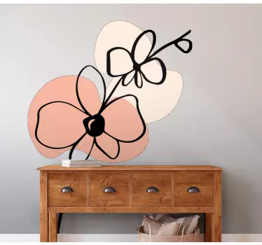 Orchids abstract line art design flower wall decor - TenStickers