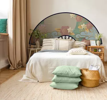 Oriental fan headboard wall sticker - TenStickers