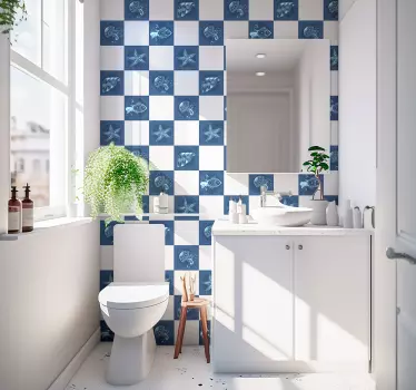 Ornamental sea life tile stickers - TenStickers