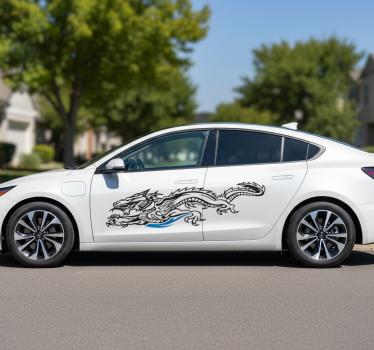 Outlined fierce dragon car sticker - TenStickers