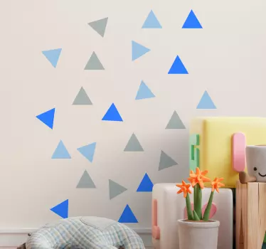 Pack of 30 little gray and blue triangles  baby wall sticker - TenStickers